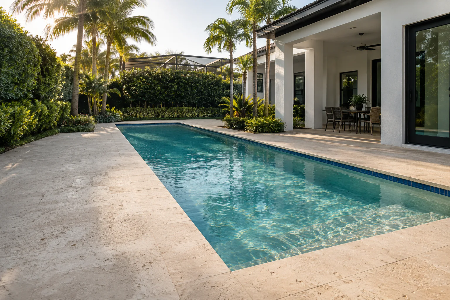 Clear contemporary residential pool in South Florida