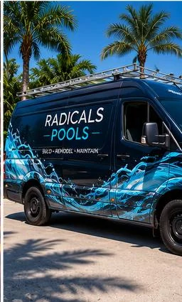 Radical Pools service van branding